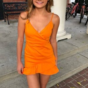 Lulus Orange Ruffle Mini Dress